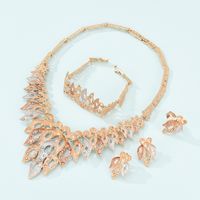 New Fashion Simple Alloy First Necklace And Earrings Four-piece Bridal Wedding Jewelry Set main image 1