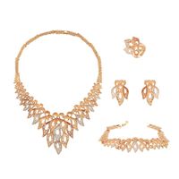 New Fashion Simple Alloy First Necklace And Earrings Four-piece Bridal Wedding Jewelry Set main image 5