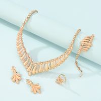 New Fashion Simple Alloy First Necklace And Earrings Four-piece Bridal Wedding Jewelry Set main image 3