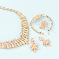 New Fashion Simple Alloy First Necklace And Earrings Four-piece Bridal Wedding Jewelry Set main image 4