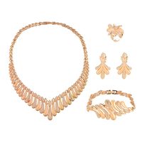 New Fashion Simple Alloy First Necklace And Earrings Four-piece Bridal Wedding Jewelry Set main image 6