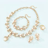 New Fashion Simple Alloy First Necklace And Earrings Four-piece Bridal Wedding Jewelry Set main image 1