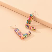 2021 New Style Colorful Resin Shell Letter Earrings Exaggerated Personality Summer Vacation Earrings main image 3
