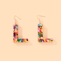 2021 New Style Colorful Resin Shell Letter Earrings Exaggerated Personality Summer Vacation Earrings main image 4