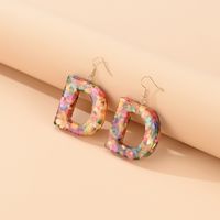 2021 New Colorful Resin Color Shell Letter Earrings Exaggerated Fashion Street Style Earrings main image 1