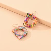 2021 New Colorful Resin Color Shell Letter Earrings Exaggerated Fashion Street Style Earrings main image 3