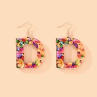 2021 New Colorful Resin Color Shell Letter Earrings Exaggerated Fashion Street Style Earrings main image 4