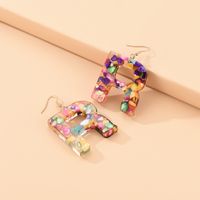 2021 New Colorful Resin Color Shell Letter Earrings Exaggerated Fashion Street Style Earrings main image 3