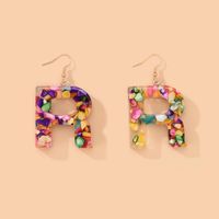 2021 New Colorful Resin Color Shell Letter Earrings Exaggerated Fashion Street Style Earrings main image 4