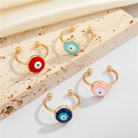 Cross-border New Jewelry Simple Round Eye Alloy Ring Multicolor Adjustable Opening Index Finger Ring main image 1