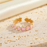 Cross-border New Jewelry Simple Red Pink Love Heart Surround Ring Opening Adjustable Index Finger Ring main image 5