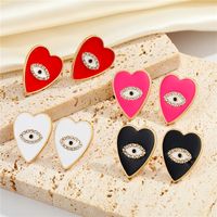 European And American Jewelry Personality Peach Heart-shaped Eyes Diamond Earrings Creative Earrings main image 1