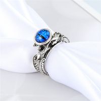 New Retro Trend Blue Bead Devil's Eye Ring Alloy Skull Ring Cross-border Jewelry main image 3