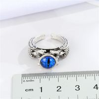 New Retro Trend Blue Bead Devil's Eye Ring Alloy Skull Ring Cross-border Jewelry main image 4