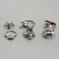 New Trend Personality Retro Animal Ring Metal Rabbit Eagle Kitten Ring Cross-border Jewelry main image 5