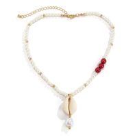 Idyllic Holiday Style Hit Color Rice Bead Shell Woven Necklace Ethnic Stitching Imitation Pearl Clavicle Necklace main image 6