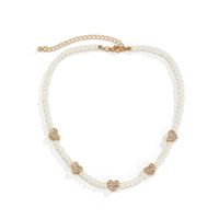 Retro Imitation Pearl Woven Garden Clavicle Chain Simple Love Rhinestone Stitching Necklace main image 6