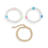 Pastoral Color Random Soft Ceramic Heart-shaped Beaded Bracelet Imitation Pearl Small Daisy Jewelry Set main image 6