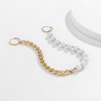 Cross-border Jewelry Simple Cold Wind Stitching Imitation Pearl Link Earrings Personality U-shaped Asymmetric Earrings main image 3