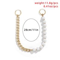 Cross-border Jewelry Simple Cold Wind Stitching Imitation Pearl Link Earrings Personality U-shaped Asymmetric Earrings main image 5