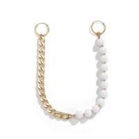 Cross-border Jewelry Simple Cold Wind Stitching Imitation Pearl Link Earrings Personality U-shaped Asymmetric Earrings main image 6