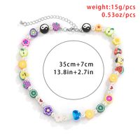 Retro Contrast Color Mix And Match Stitching Soft Ceramic Fruit Necklace Simple Millennial Glass Flower Imitation Pearl Necklace main image 5