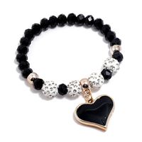 New Simple Crystal Bracelet Female Dripping Oil Black Peach Heart Bracelet Jewelry sku image 1