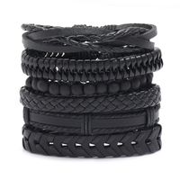 Retro Black Woven Men's Leather Bracelet Simple Diy Combination Set Bracelet sku image 1