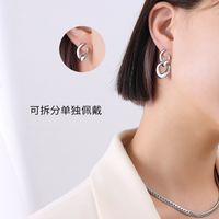 Simple Double Detachable Titanium Steel Earrings sku image 1