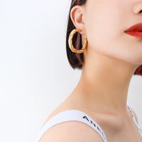 Niche Light Luxury Design Button Pattern Hollow Earrings Titanium Steel Plated 18k Real Gold Earrings Jewelry sku image 12