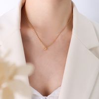 Kleines Design Sinn Runde Perlenkette Zirkon Schlüsselbeinkette 18k Vergoldeter Titanstahl Anhänger sku image 1