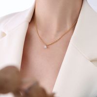 Kleines Design Sinn Runde Perlenkette Zirkon Schlüsselbeinkette 18k Vergoldeter Titanstahl Anhänger sku image 2