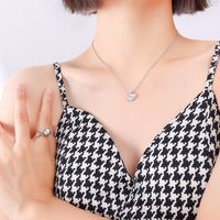 Cross-border Peach Heart Love Necklace  New Trendy 18k Real Gold Plating Titanium Steel Sweater Chain sku image 1