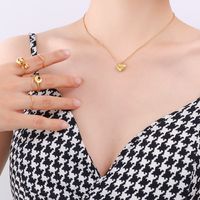 Cross-border Peach Heart Love Necklace  New Trendy 18k Real Gold Plating Titanium Steel Sweater Chain sku image 2