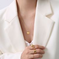 Cross-border Peach Heart Love Necklace  New Trendy 18k Real Gold Plating Titanium Steel Sweater Chain sku image 10