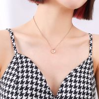 Cross-border Peach Heart Love Necklace  New Trendy 18k Real Gold Plating Titanium Steel Sweater Chain sku image 3