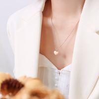 Cross-border Peach Heart Love Necklace  New Trendy 18k Real Gold Plating Titanium Steel Sweater Chain sku image 4
