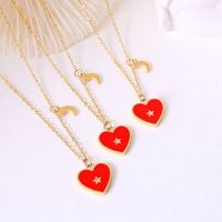 Small Design Sense Zircon Peach Heart Love Necklace Sweater Chain Titanium Steel Clavicle Chain Jewelry Spot sku image 2
