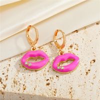 European And American New Jewelry Personalized Lips Diamond Hollow Earrings Creative Irregular Earrings sku image 2