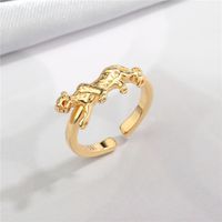 New Trend Punk Hip-hop Golden Tiger Ring Personality Open Animal Ring Cross-border Jewelry sku image 1