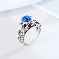 New Retro Trend Blue Bead Devil's Eye Ring Alloy Skull Ring Cross-border Jewelry sku image 1