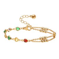 Zircon Bracelet Female Copper Plated 18k Real Gold Double-layer Jewelry Manufacturer Wholesale sku image 1
