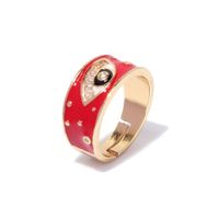 Geometric Dripping Oil Devil's Eye Ring Electroplated Copper Micro-inlaid Personality Fashion Adjustable Ring sku image 2