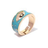 Geometric Dripping Oil Devil's Eye Ring Electroplated Copper Micro-inlaid Personality Fashion Adjustable Ring sku image 3