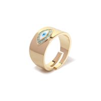 Geometric Dripping Oil Devil's Eye Ring Electroplated Copper Micro-inlaid Personality Fashion Adjustable Ring sku image 5