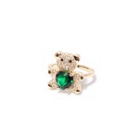 Copper-plated Love Micro-inlaid Zircon Bear Ring Personality Creative Opening Adjustable Ring sku image 2