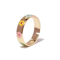 Korean Simple Fashion Geometric Eyes Sun Flower Ring Personality Retro Copper Plated Dripping Open Ring sku image 1