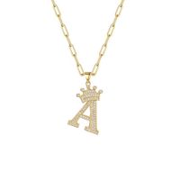 Fashion Zircon Crown 26 English Letter Pendant Trendy Simple Personality Necklace Necklace sku image 1