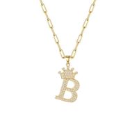 Fashion Zircon Crown 26 English Letter Pendant Trendy Simple Personality Necklace Necklace sku image 2