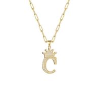 Fashion Zircon Crown 26 English Letter Pendant Trendy Simple Personality Necklace Necklace sku image 3
